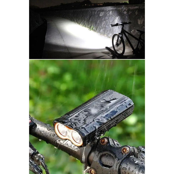 Şarj Göstergeli Uzun Menzil Su Geçirmez Led Bisiklet Feneri 1600 Lumen ( Lisinya )