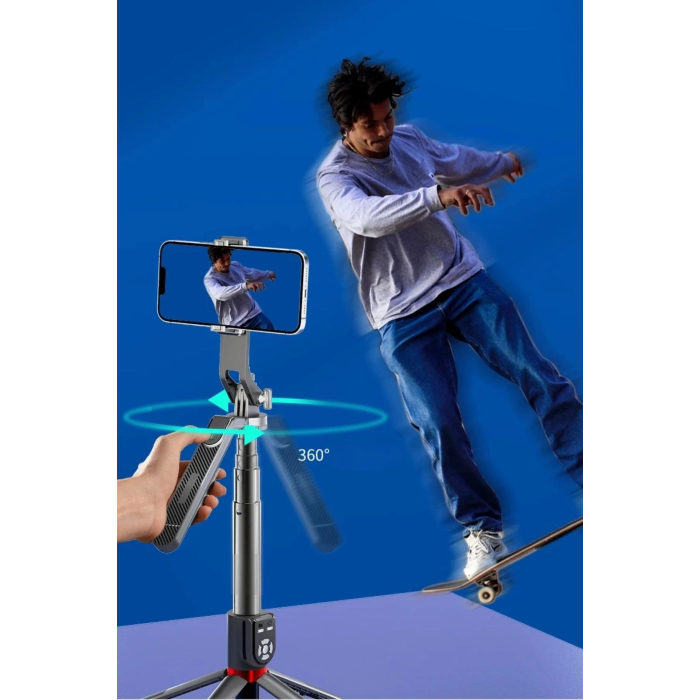 Kumandalı 360 Derece Dönebilen Cep Telefonu Ve Kamera Tripodu 2.2m Uzayabilen Selfie Çubuğu ( Lisinya )