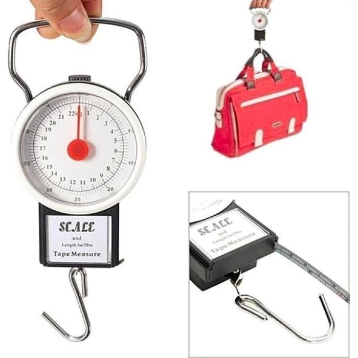 22 Kg/50lb Kancalı Tartı Aleti 1 Metre Mezuralı Askılı Balıkçı Terazisi ( Lisinya )