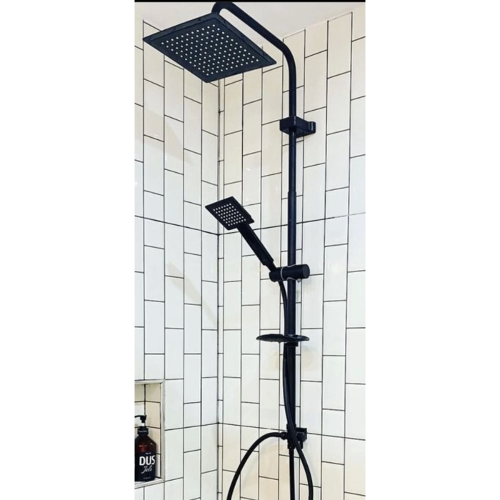 Siyah Kare Duş Seti, Tepe Yağmurlama Duş Başlığı, Ekstra Büyük Robot Duş Sistemi ( Lisinya )