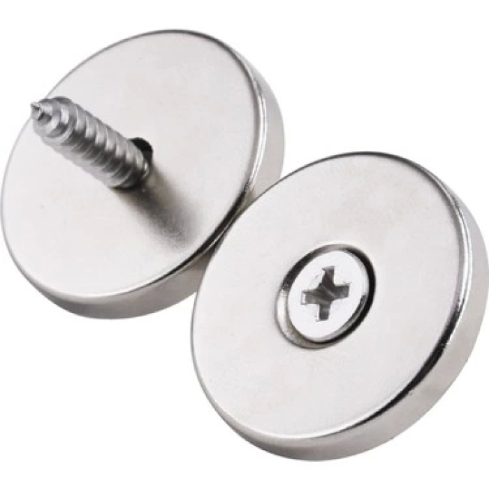 2 Adet 25x10/5x5,5 mm Neodyum Mıknatıs Havşa Delikli Magnet Vida Atılabilir N35 Nikel Paslanmaz ( Lisinya )