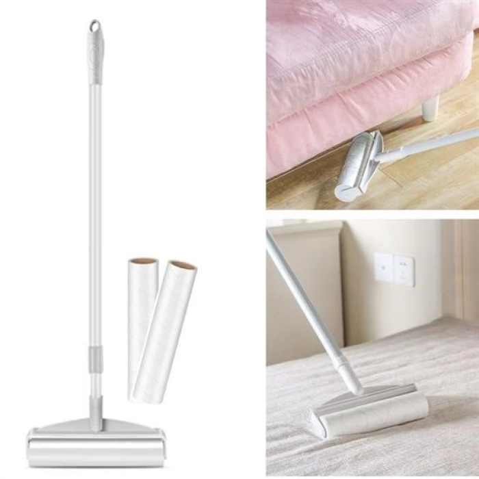 Pratik Temizlik İçin Yapışkanlı Tüy Rulosu 24 Cm Teleskopik Uzayabilen Saplı 2 Yedekli ( Lisinya )