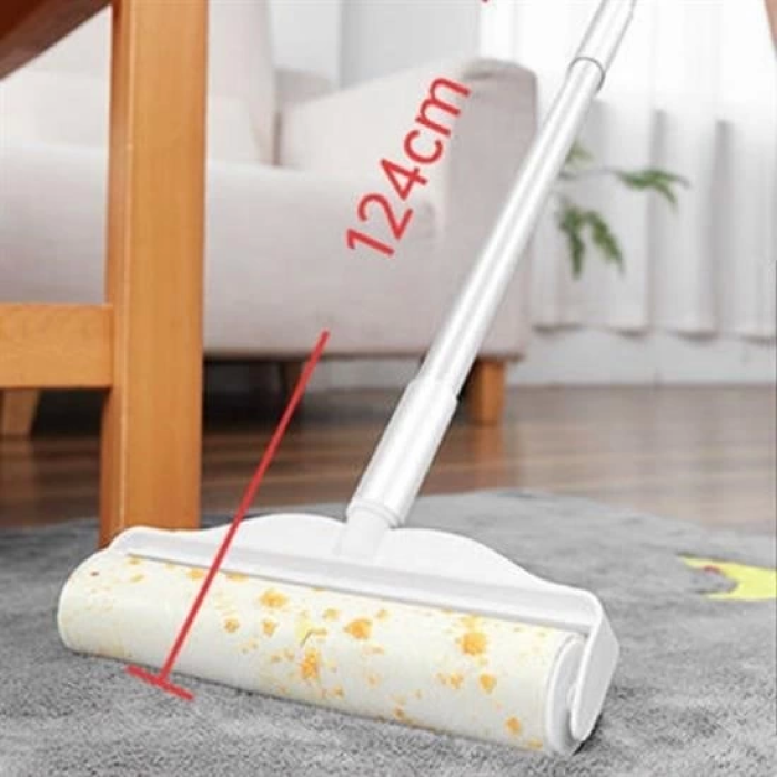 Pratik Temizlik İçin Yapışkanlı Tüy Rulosu 24 Cm Teleskopik Uzayabilen Saplı 2 Yedekli ( Lisinya )