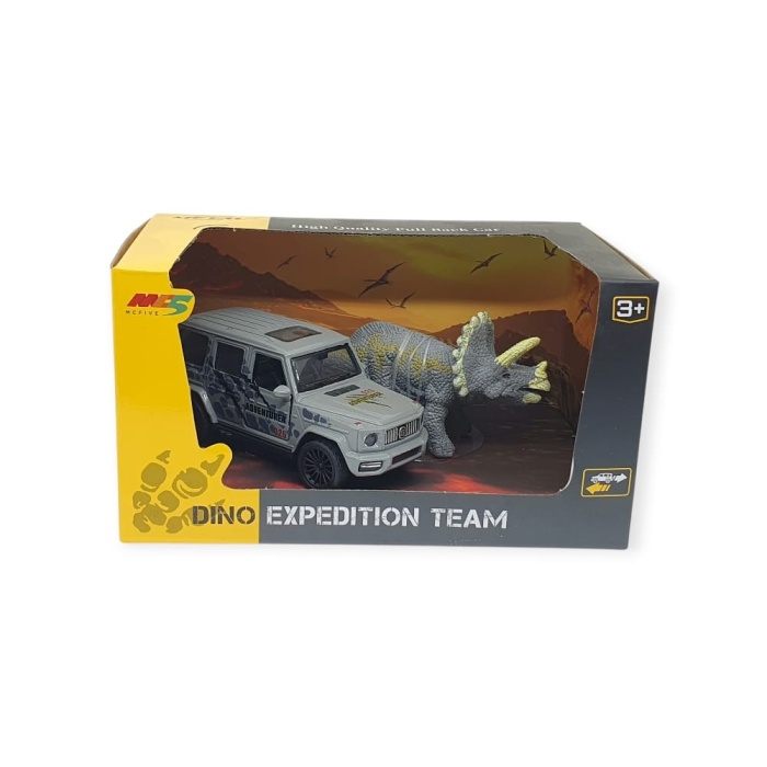 Çek Bırak Araç ve Dinazor  Oyun Seti - 6843-2D- Gri (Lisinya)