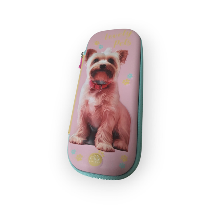 Kalemlik Kutusu Fermuarlı Kabartmalı Köpek Desenli