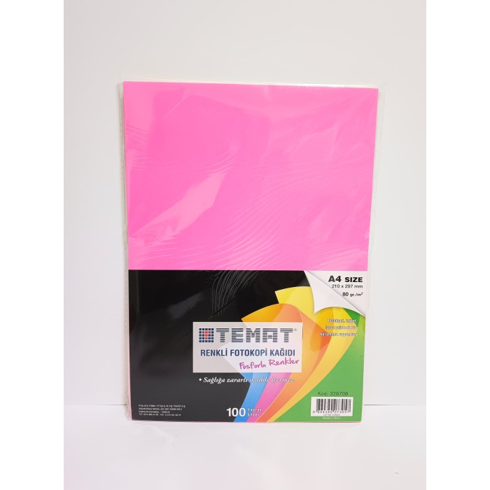 Fotokopi Kağıdı Renkli Fosforlu 100 Adet