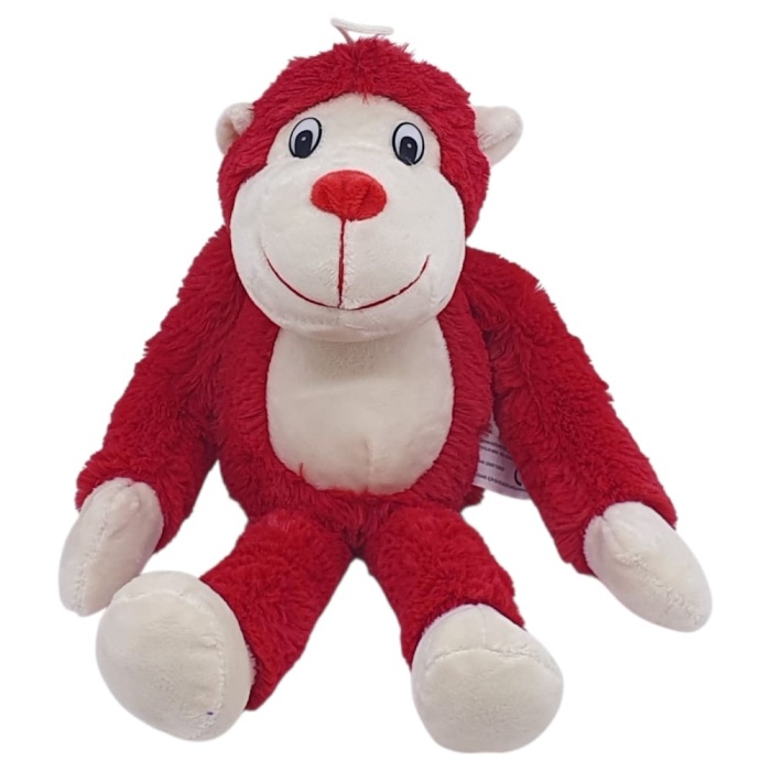 Peluş Maymun 40 cm - Yumuşak Peluş - G5501 - Kırmızı (Lisinya)