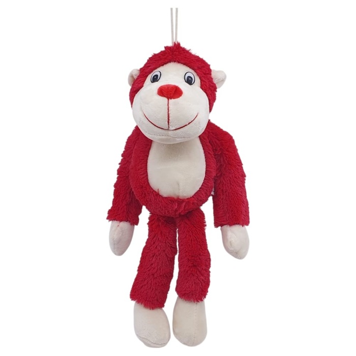 Peluş Maymun 40 cm - Yumuşak Peluş - G5501 - Kırmızı (Lisinya)
