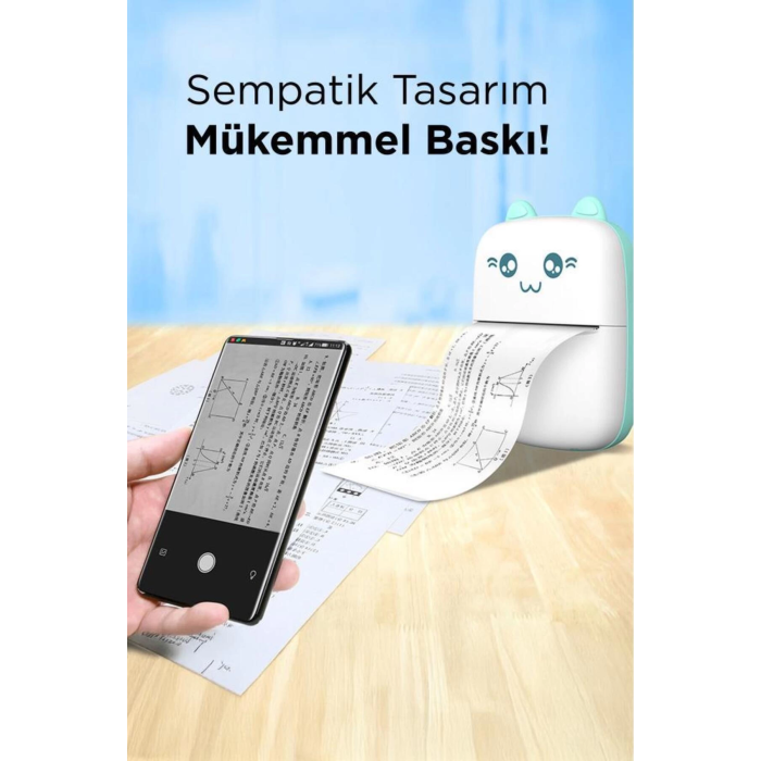 C9 Pembe Mini Yazıcı Taşınabilir Termal Yazıcı Kablosuz Bağlantı AP Kontrol Cep Yazıcısı ( Lisinya )