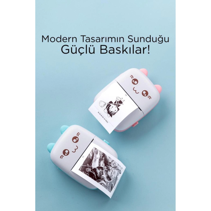 C9 Pembe Mini Yazıcı Taşınabilir Termal Yazıcı Kablosuz Bağlantı AP Kontrol Cep Yazıcısı ( Lisinya )