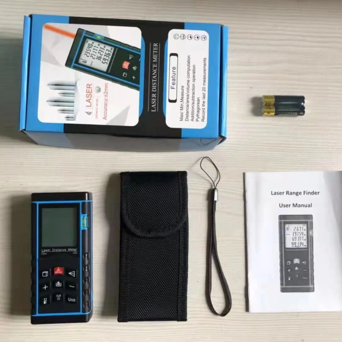 Profesyonel 40 Metre Dijital Lazer Metre Ölçer LCD Ekran, Su Terazili, Alan Hacim, Pisagor Hesaplama ve 20 Kayıt Hafızası ( Lisinya )