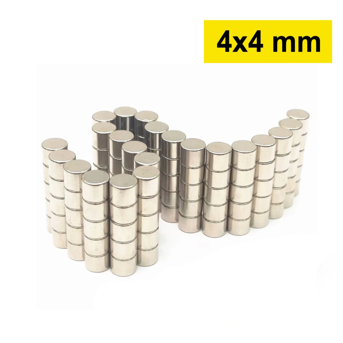 20 Adet 4x4 mm Yuvarlak Neodyum Mıknatıs N35 Güçlü Magnet Nikel Kaplama ( Lisinya )