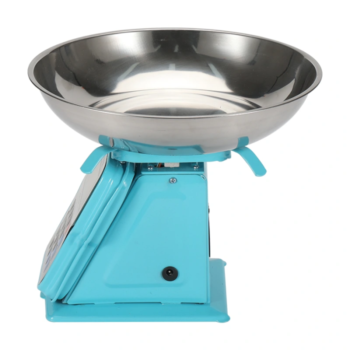 30kg 1g Dijital Kefeli Terazi Pilli ve Adaptörlü Elektronik Tartı, Paslanmaz Çelik Tepsili Tutar Hesaplama Mavi ( Lisinya )