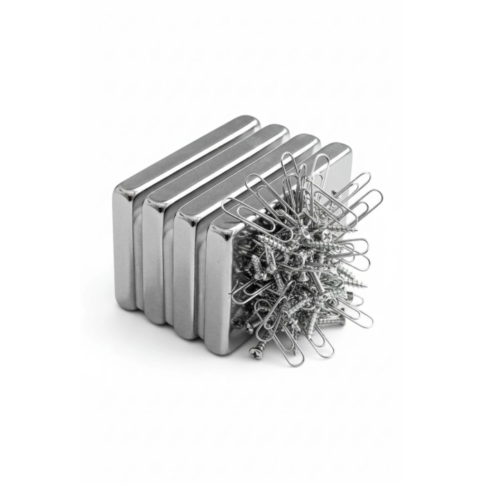 1 adet 40x20x5mm Neodyum Magnet Güçlü N35 Mıknatıs Köşeli Nikel Kaplama ( Lisinya )