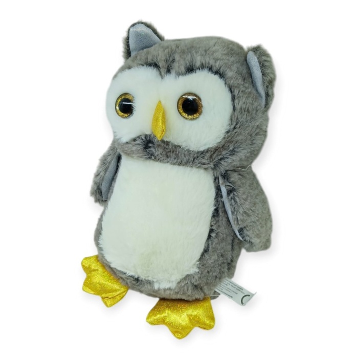 Sevimli Peluş Baykuş 25 cm - Gri (Lisinya)