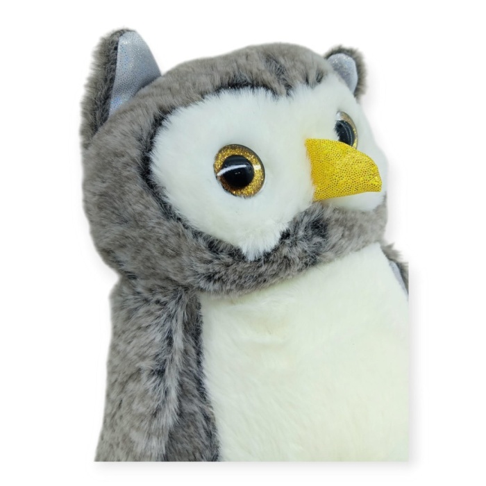 Sevimli Peluş Baykuş 25 cm - Gri (Lisinya)