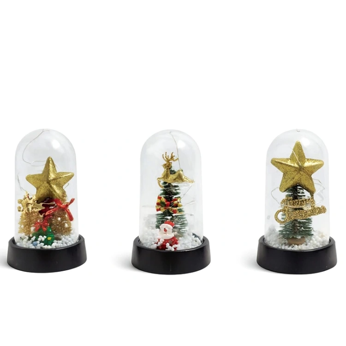 Yılbaşı Temalı Işıklı  Dekoratif Cam Fanus Alk5038 - Lisinya