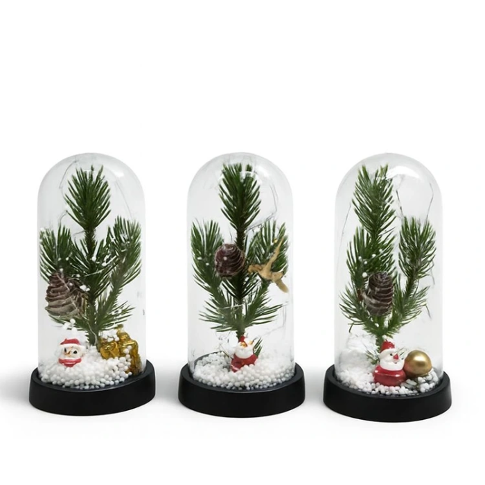 Yılbaşı Temalı Işıklı  Dekoratif Cam Fanus Alk5074 - Lisinya