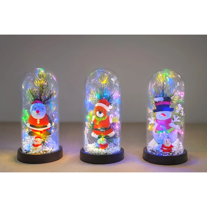 Yılbaşı Temalı Işıklı  Dekoratif Cam Fanus Alk5075 - Lisinya