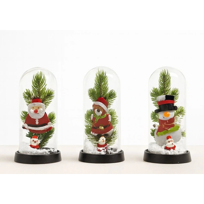 Yılbaşı Temalı Işıklı  Dekoratif Cam Fanus Alk5075 - Lisinya