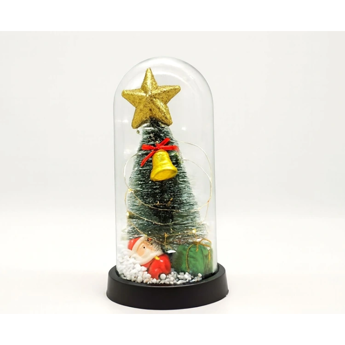 Yılbaşı Temalı Işıklı  Dekoratif Cam Fanus Alk5078 - Lisinya