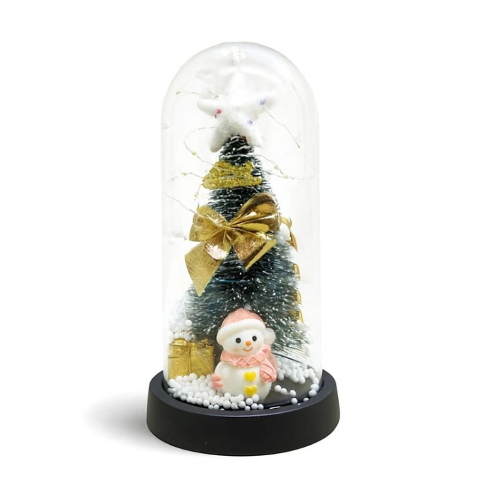 Yılbaşı Temalı Işıklı  Dekoratif Cam Fanus Alk5079 - Lisinya