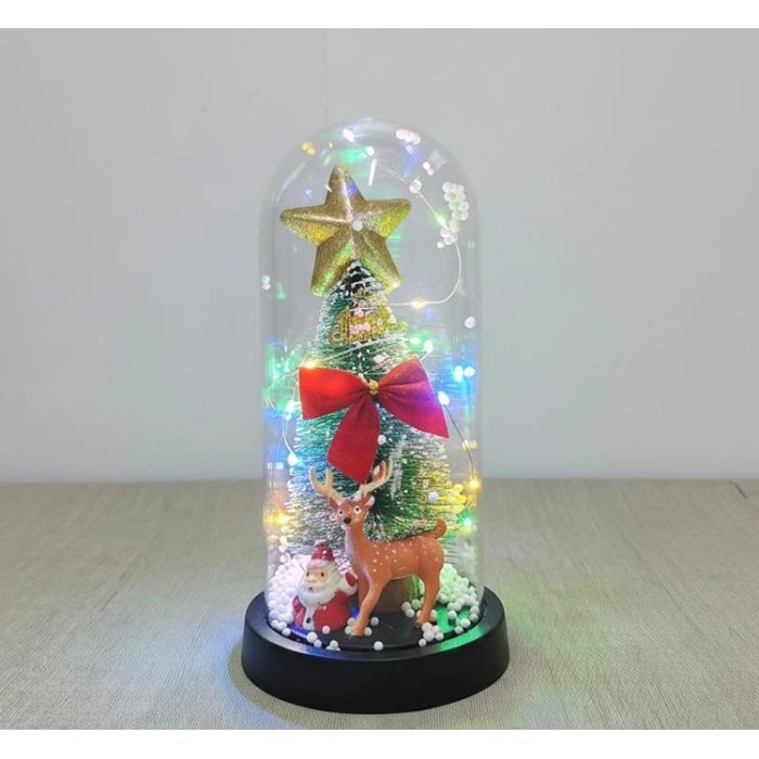 Yılbaşı Temalı Işıklı  Dekoratif Cam Fanus Alk5080 - Lisinya