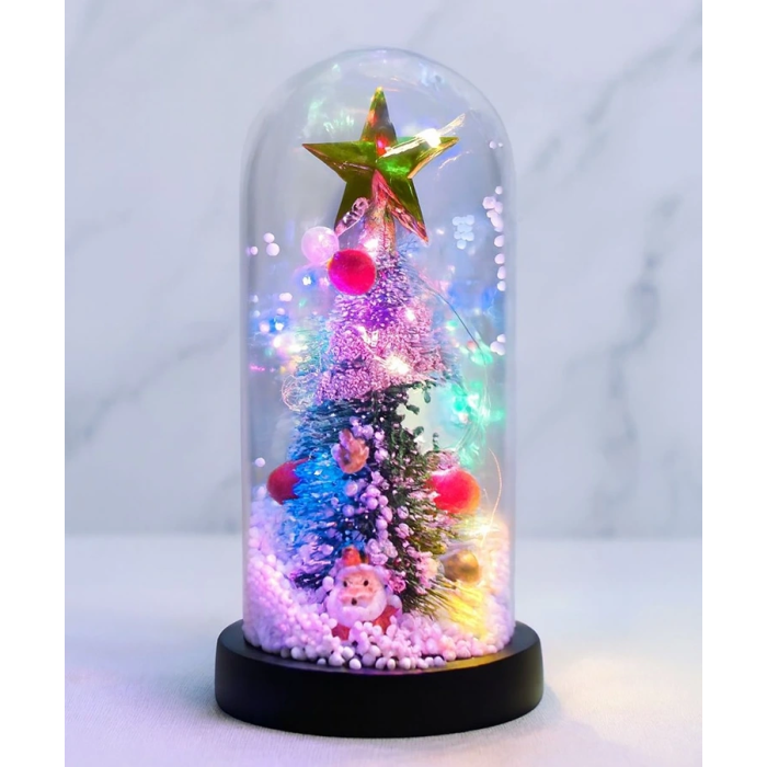 Yılbaşı Temalı Işıklı  Dekoratif Cam Fanus Alk5082 - Lisinya