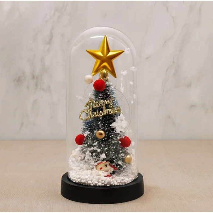 Yılbaşı Temalı Işıklı  Dekoratif Cam Fanus Alk5082 - Lisinya