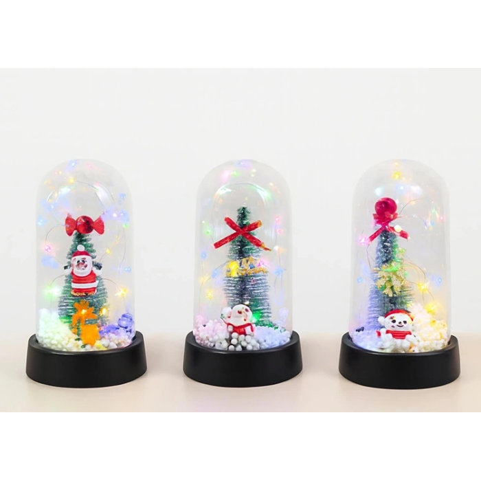 Yılbaşı Temalı Işıklı  Dekoratif Cam Fanus Alk5076 - Lisinya