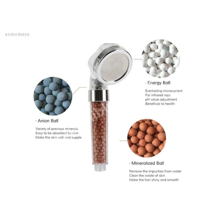 Tasarruflu Boncuklu Ledli Duş Başlık-pil veya Elektrik Gerekmez Kinetik Enerjili ( Lisinya )