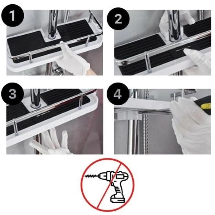 Banyo Direğine Asılabilir Köşelik Şampuanlık Sabunluk Çift Askılı Düzenleyici Raf Paslanmaz ( Lisinya )