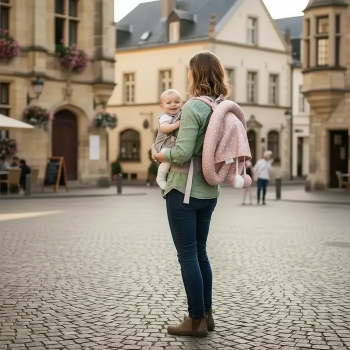 Taşınabilir Portatif Bebek Yatağı,Sırt Çantasına Dönüşebilen Portatif Bebek Beşiği (Pembe) ( Lisinya )