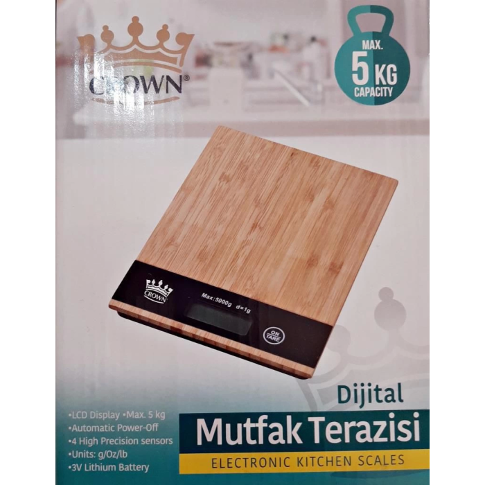 Dijital Lcd Mutfak Tartısı Terazisi 5kg Bambu Desenli ( Lisinya )