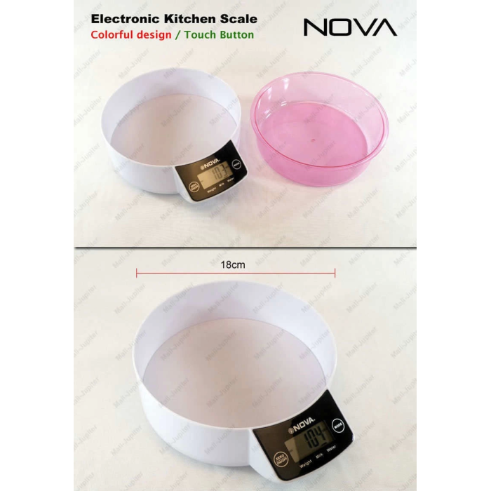 Crown Dijital Lüks Kefeli Mutfak Terazisi 5 Kg Çıkarılabilir Ölçü Kabı Terazi Tartı Gram ( Lisinya )