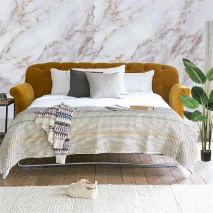 Mermer Desenli Masa Tezgah Mutfak Su Geçirmez Yapışkanlı Folyo Sticker Sarı 5x0,6m ( Lisinya )