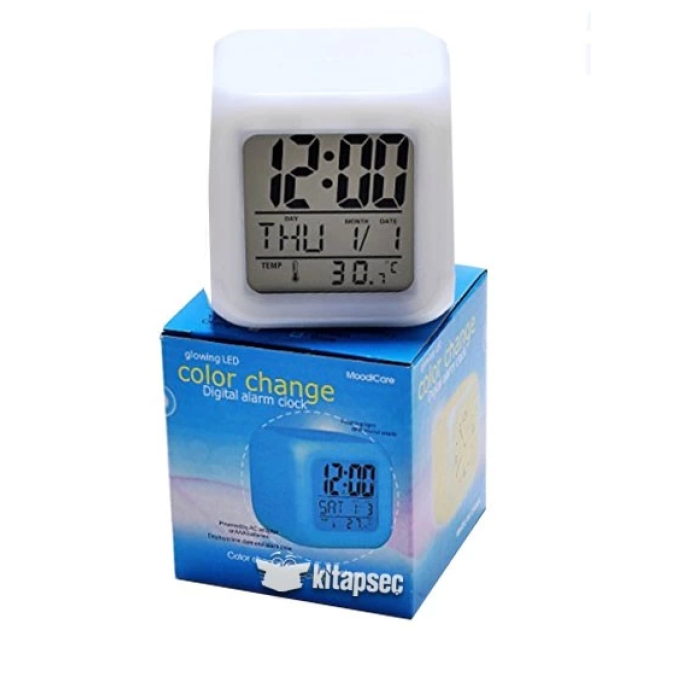 Renk Değiştiren Dijital Alarm Küp Saat ( Lisinya )