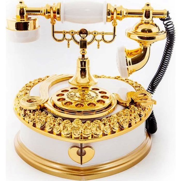 Nostaljik Polyester Telefon Müzik ve Takı Mücevher Kutusu (beyaz) ( Lisinya )