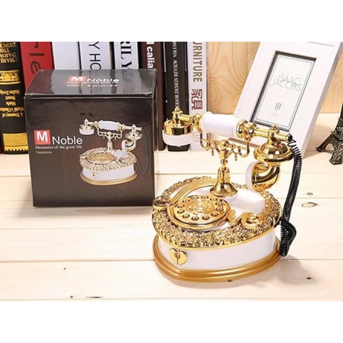 Nostaljik Polyester Telefon Müzik ve Takı Mücevher Kutusu (beyaz) ( Lisinya )