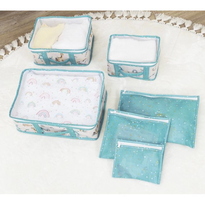 Baby 6lı Desenli Fileli Bavul Valiz İçi Düzenleyici Çok Amaçlı Organizer (yeşil) ( Lisinya )