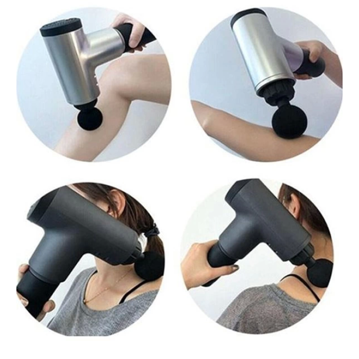 Darbeli Titreşimli Tabanca Masaj Aleti Kas Rahatlatıcı 4 Başlıklı Şarjlı Göbek Eritme Cihazı Zayıflama ve Selülit Giderme ( Lisinya )