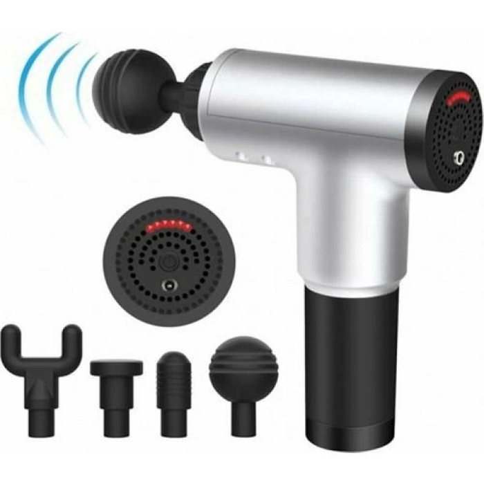 Darbeli Titreşimli Tabanca Masaj Aleti Kas Rahatlatıcı 4 Başlıklı Şarjlı Göbek Eritme Cihazı Zayıflama ve Selülit Giderme ( Lisinya )