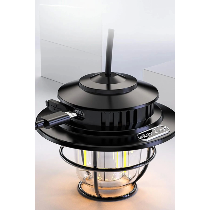 Taşınabilir Retro Fener Su Geçirmez Dış Mekan Güçlü LED Kamp Bahçe Feneri Dekor ( Lisinya )