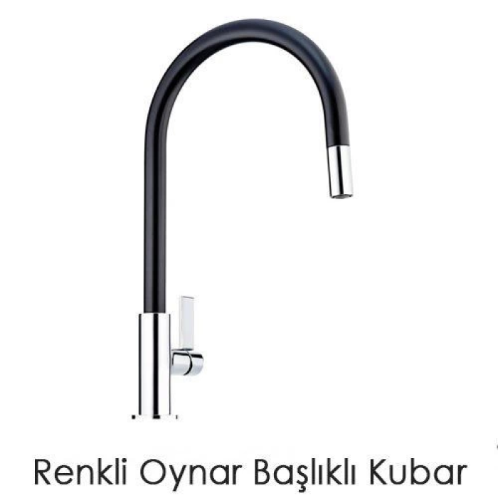 Esnek Kıvrılabilir Renkli Silikon Oynar Başlıklı Musluk Bataryası Başlığı Kubar ( Lisinya )