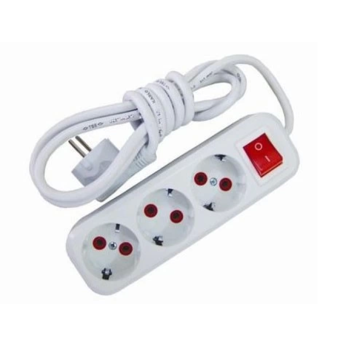 2 Metre Kablolu Anahtarlı 3 Lü Topraklı Grup Priz ( Lisinya )