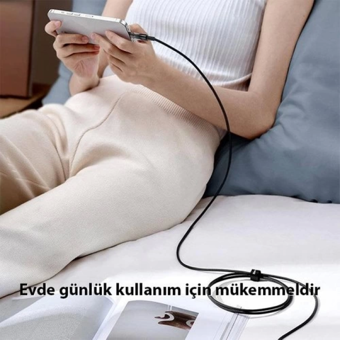 Şeffaf Uçlu iPhone 45w Usb Hızlı ve Dayanıklı Şarj ve Data Işıklı Örgü Kablo 1 Metre ( Lisinya )