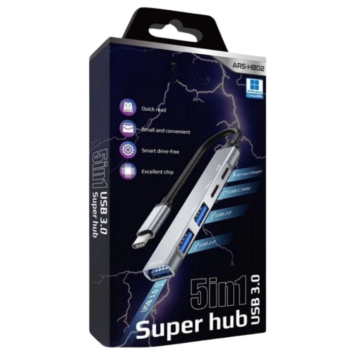 5in1 Metal USB Hub – Yüksek Hızlı Çoklayıcı, 5 Bağlantı Noktalı, Dayanıklı ve Taşınabilir Tasarım ( Lisinya )
