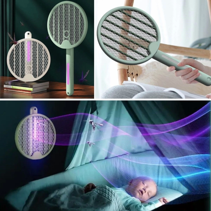 Tenis Raketi Tipi Masaüstü Olabilen Gece Lambalı Sinek Kovucu,öldürücü Raket ( Lisinya )