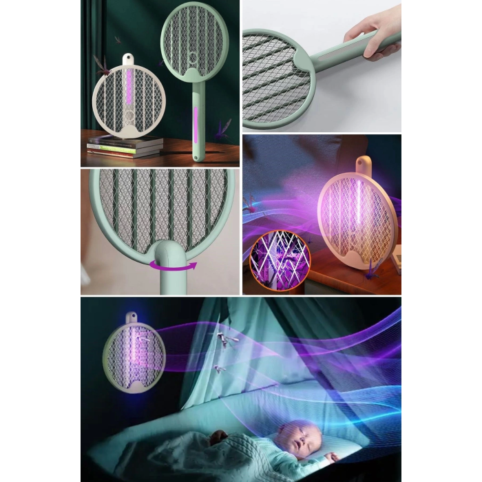Tenis Raketi Tipi Masaüstü Olabilen Gece Lambalı Sinek Kovucu,öldürücü Raket ( Lisinya )
