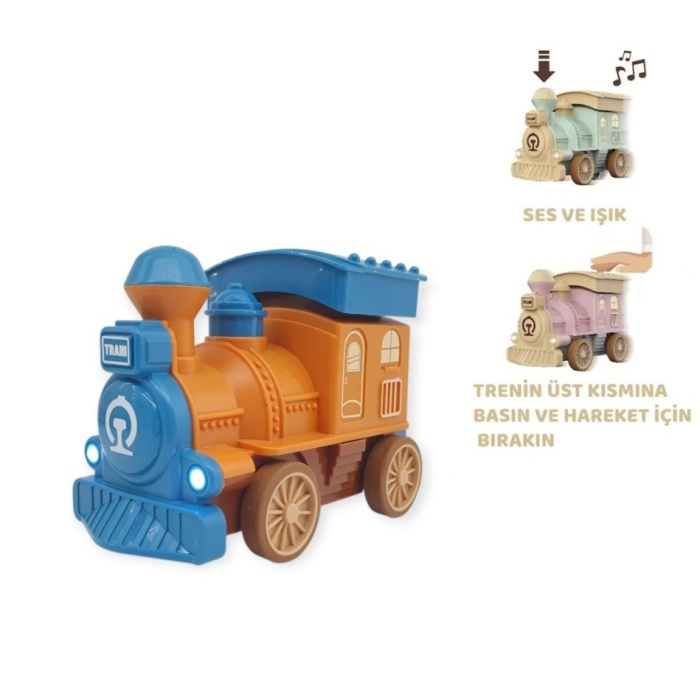 Oyuncak Tren Işıklı Sesli Bas Gitsin 14cm - MAVİ - 8068A (Lisinya)